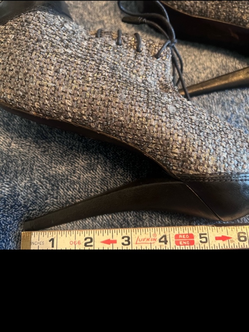 Stuart Weitzman Tweed Lace Up Heels Bootie Oxford Cap Toe Stiletto Size 8 - Picture 15 of 15